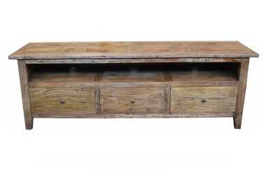 MF Parquetry Recycled Elm Timber 3 Drawer TV Unit