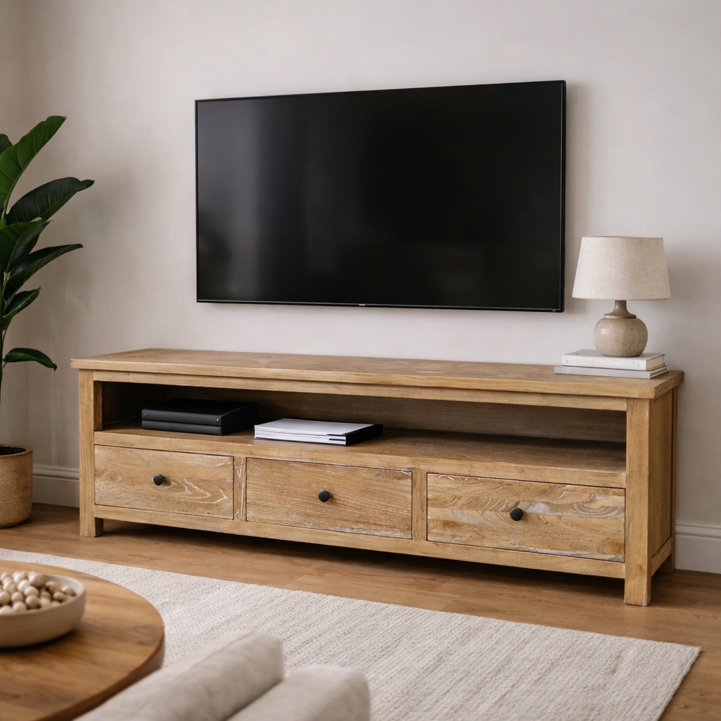 MF Kensington Solid Timber 3 Drawer TV Unit