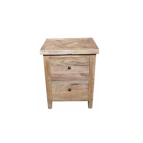 MF Morocco Recycled Elm 2 Drawer Bedside Table