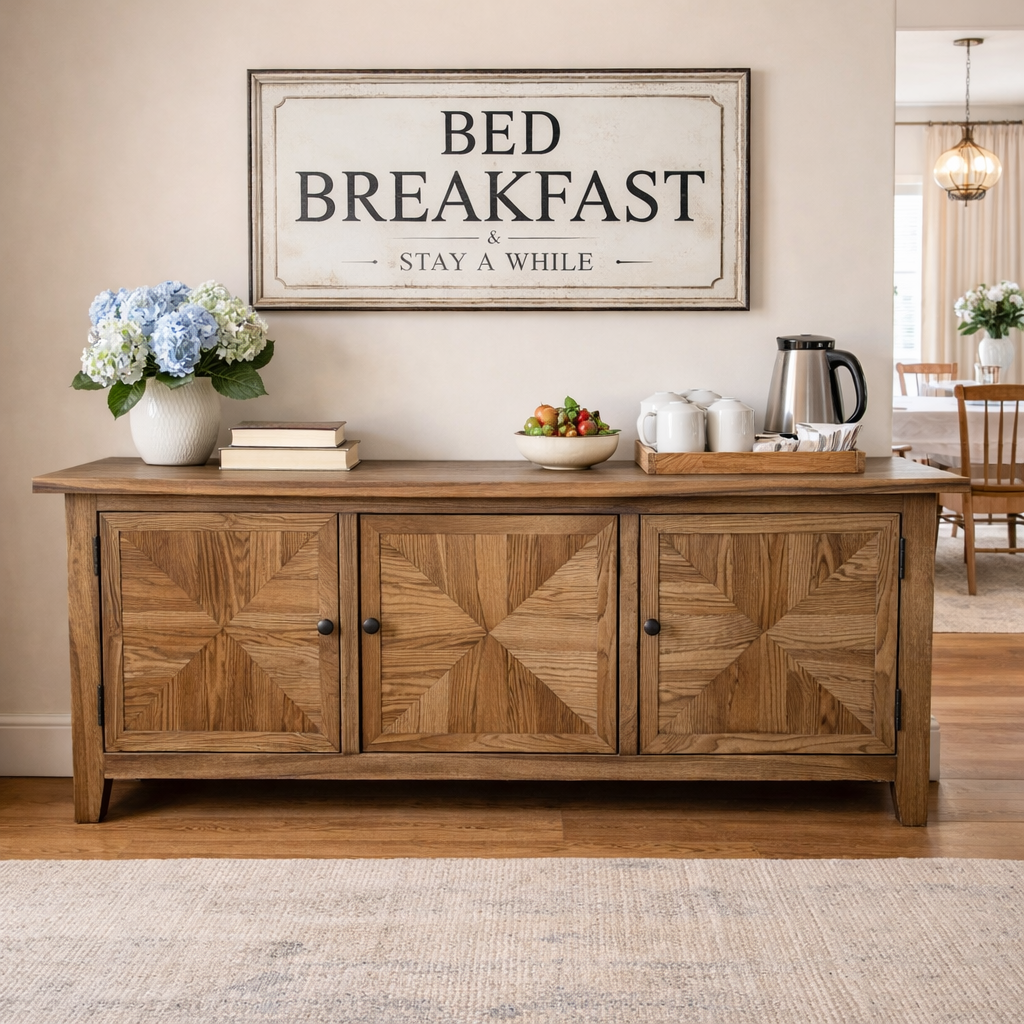 MF Recycled Timber Parquetry 3 Door TV Unit