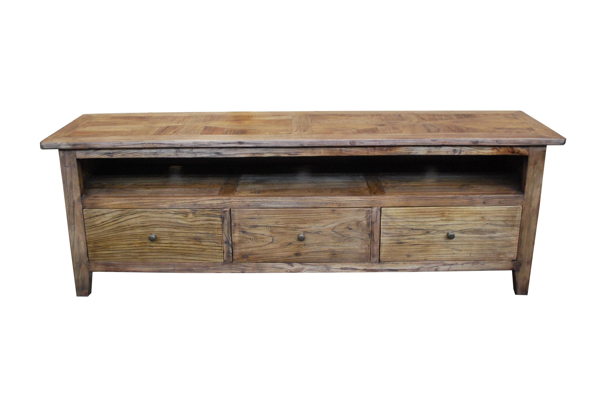 MF Parquetry Recycled Elm Timber 3 Drawer TV Unit