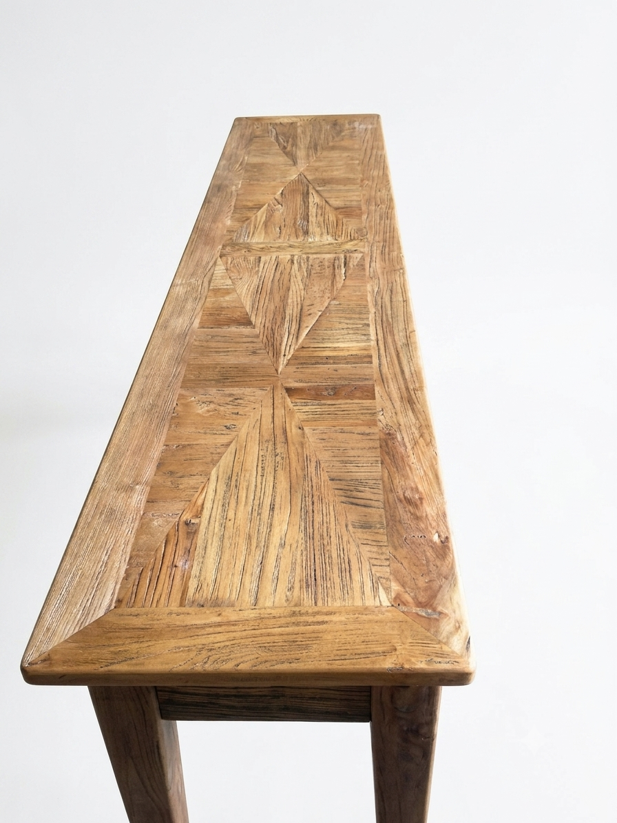 MF Parquetry Recycled Elm Timber 2 Drawer Hall Table