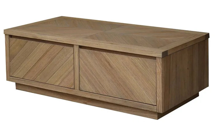 MD Dole Solid Timber Parquetry Finish 2 Drawer Coffee Table