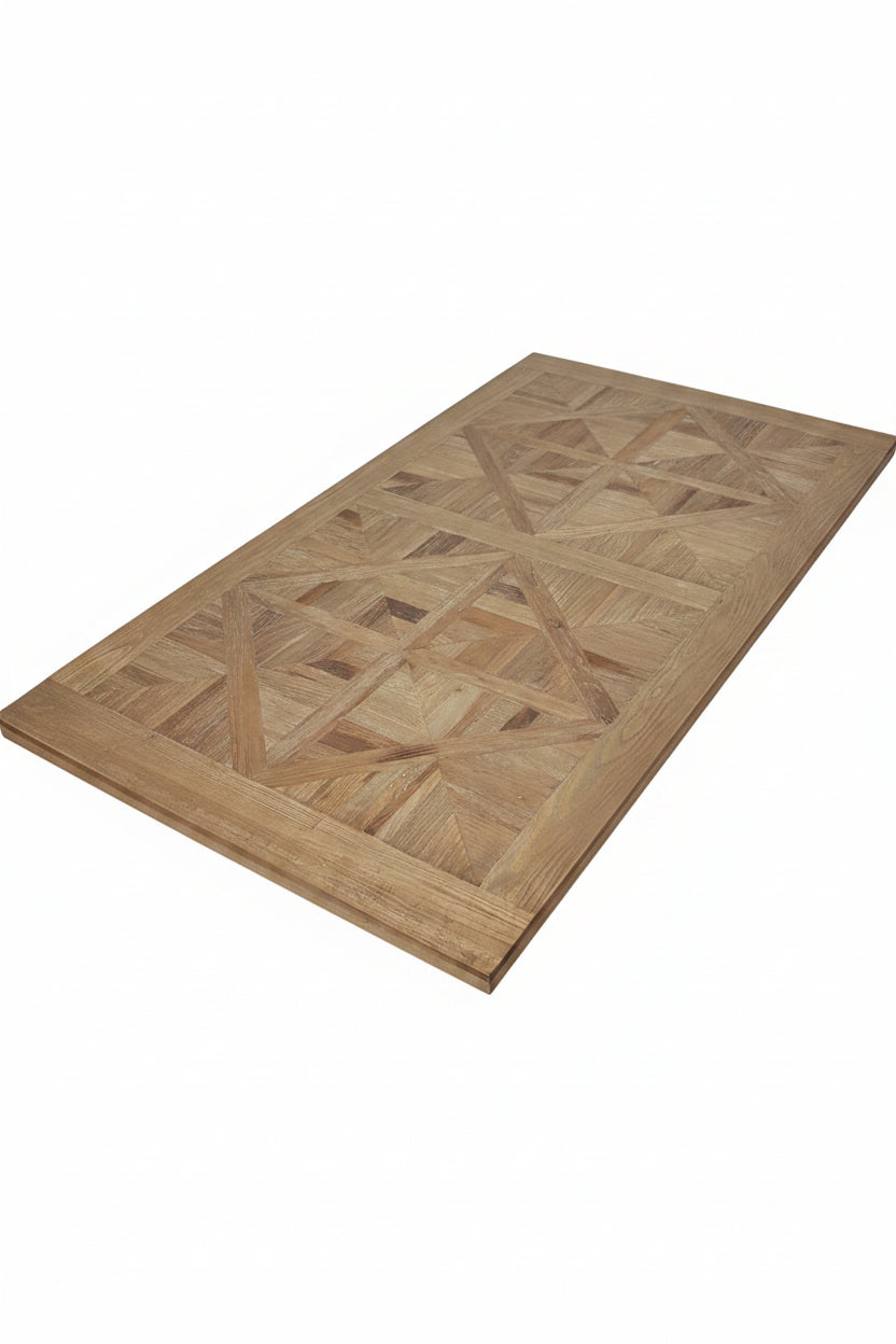 MF Parco Solid Timber Parquetry Top Pedastal Leg Dining Table