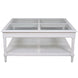 DA Polo Glass Top Square Coffee Table with Shelf – White