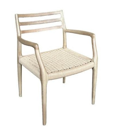 MF Porter Ladder Back Armchair - Ashwood & Woven Rope