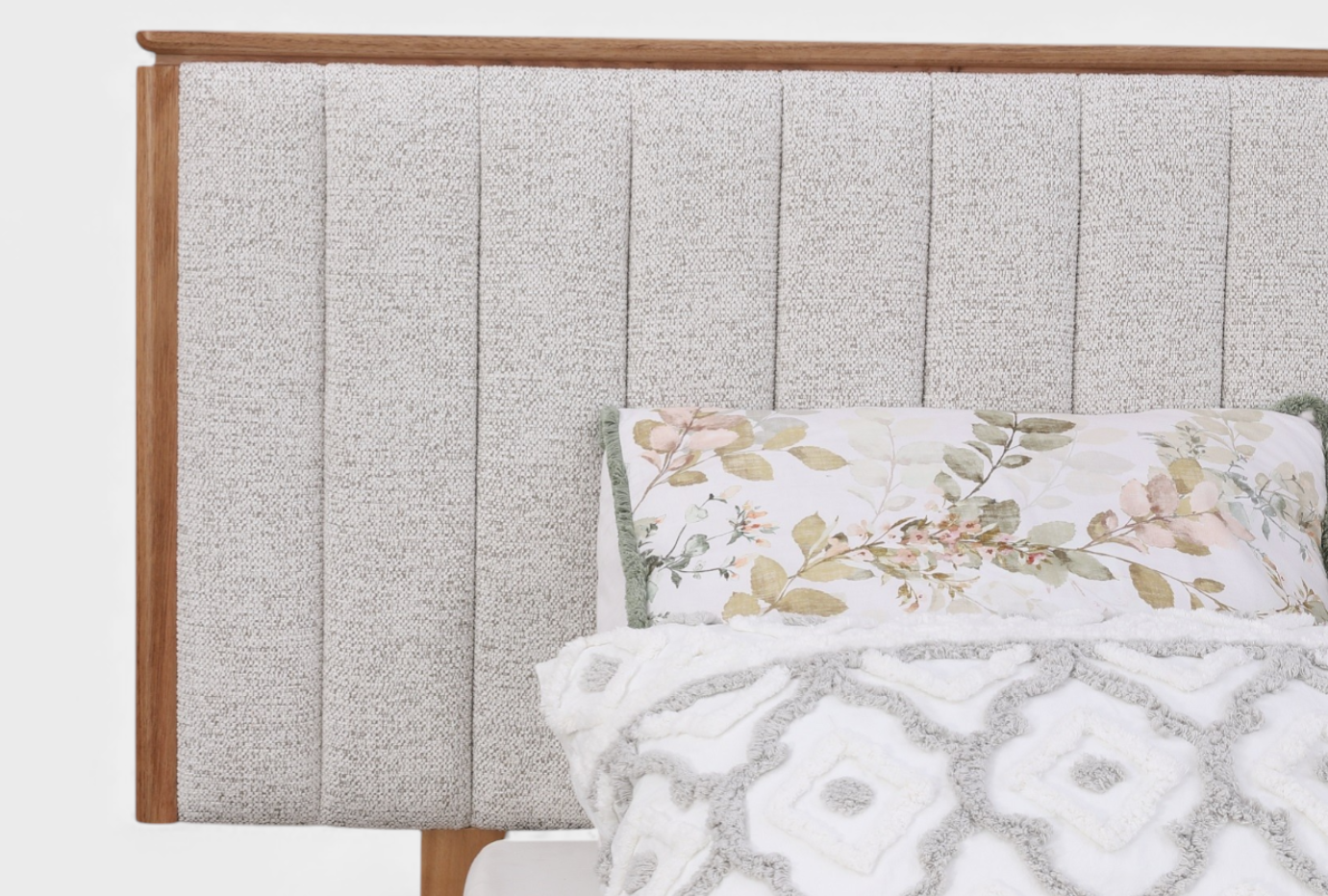 MD Prado Solid Timber Fabric Upholstered King Bed