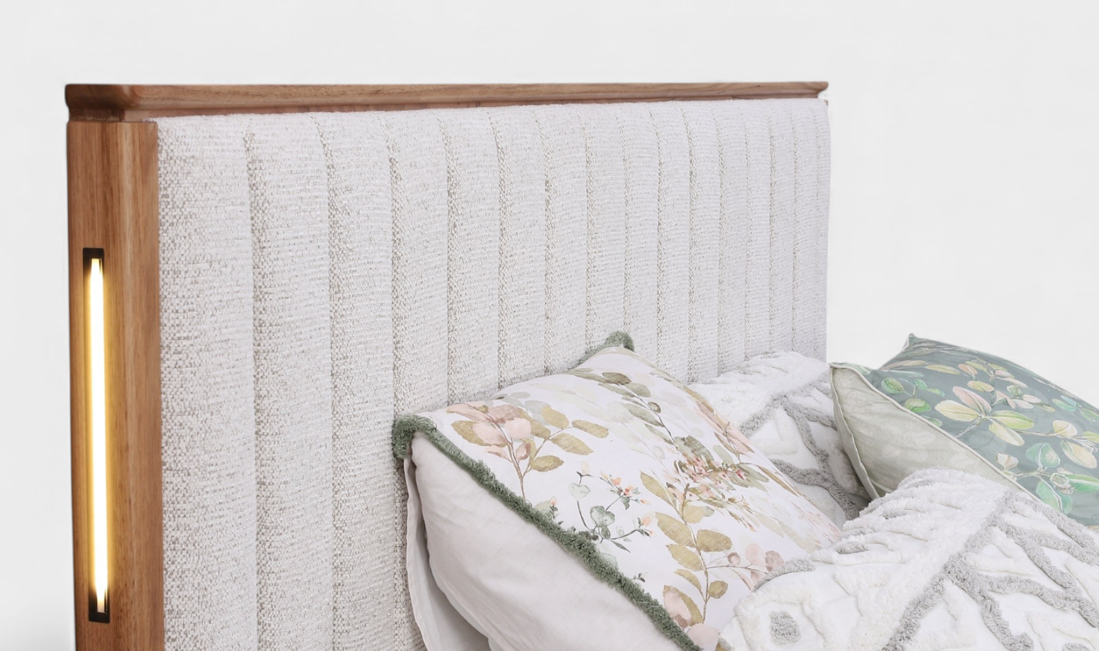 MD Prado Solid Timber Fabric Upholstered King Bed