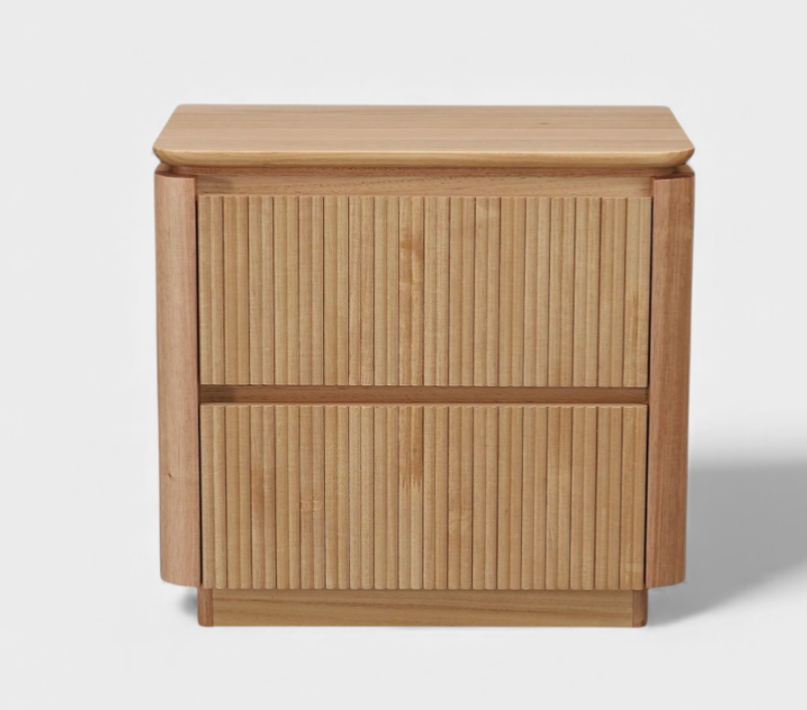 MD Prado Solid Timber 2 Drawer Bedside Table