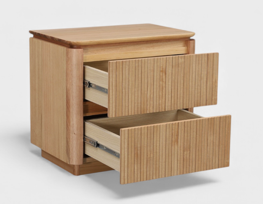 MD Prado Solid Timber 2 Drawer Bedside Table