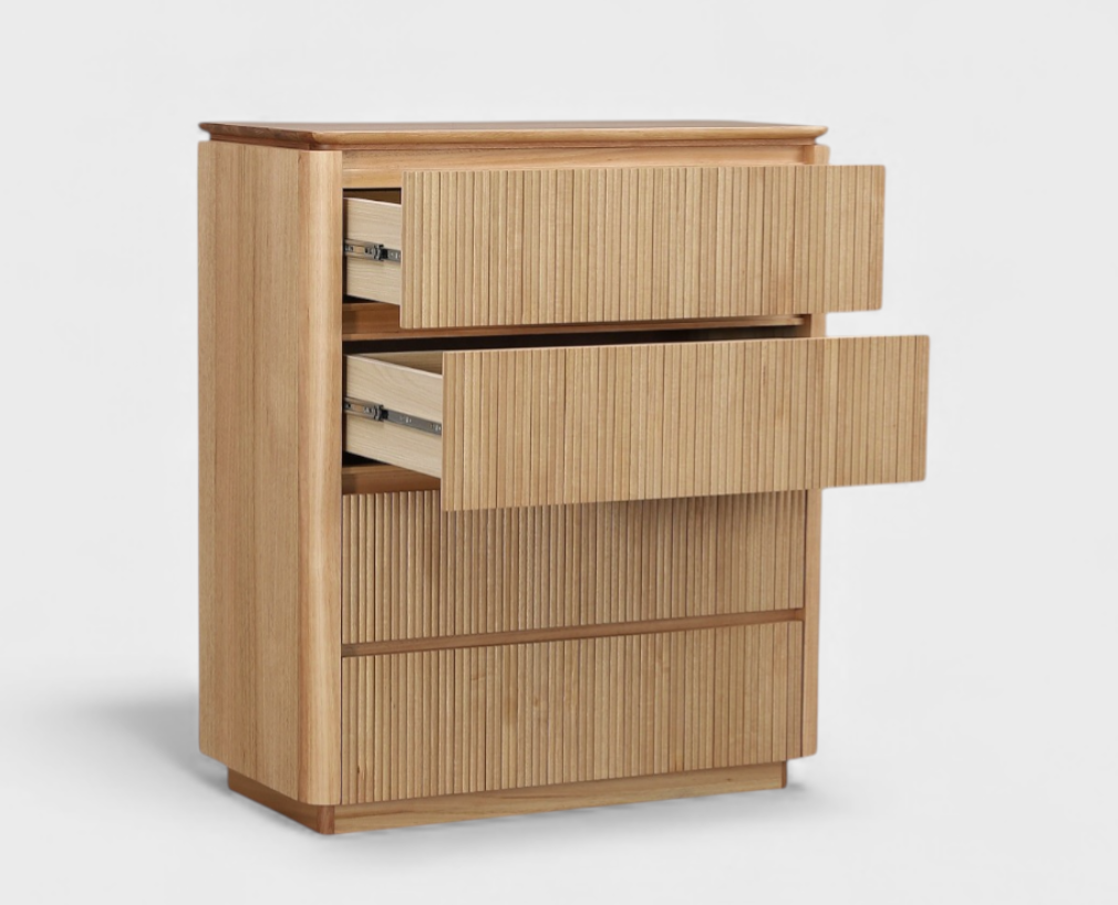MD Prado Solid Timber 4 Drawer Tallboy
