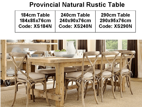 MF Provincial Recycled Oak Timber Natural Rustic Dining Table