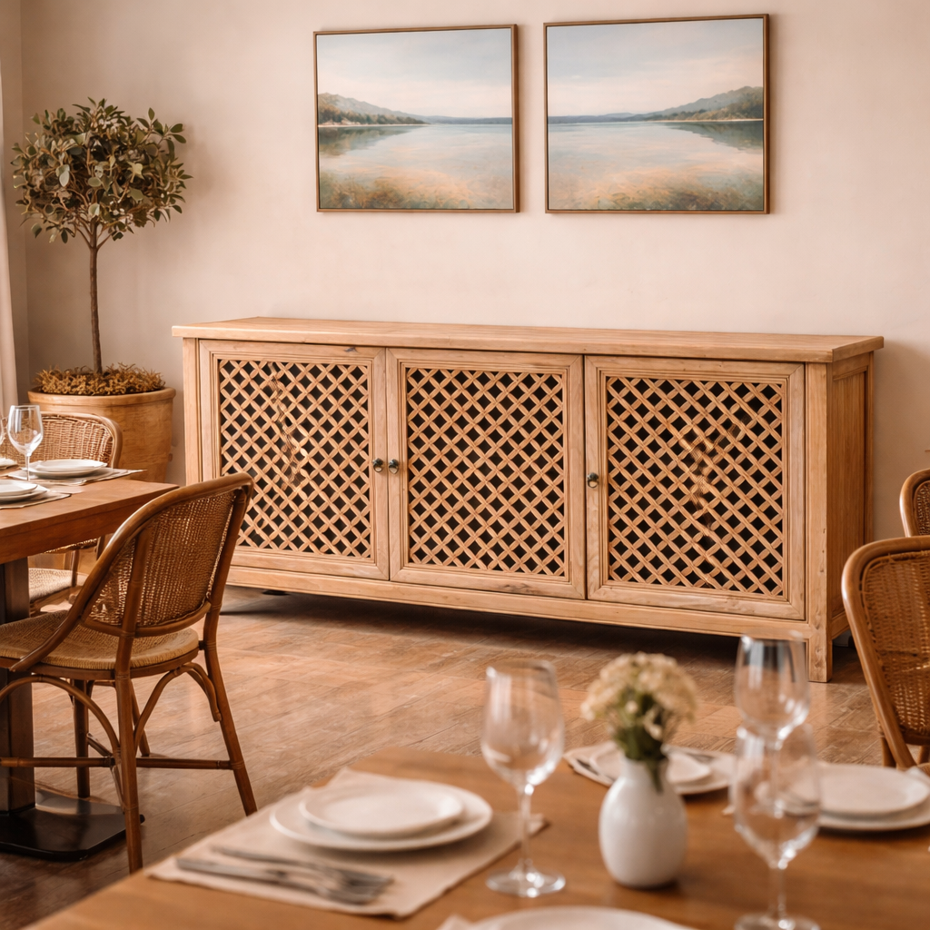 MF Raffles Recycled Elm Timber 3 Door Buffet