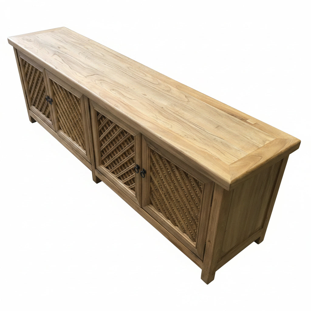 MF Raffles Recycled Timber Lattice 4 Door TV Unit