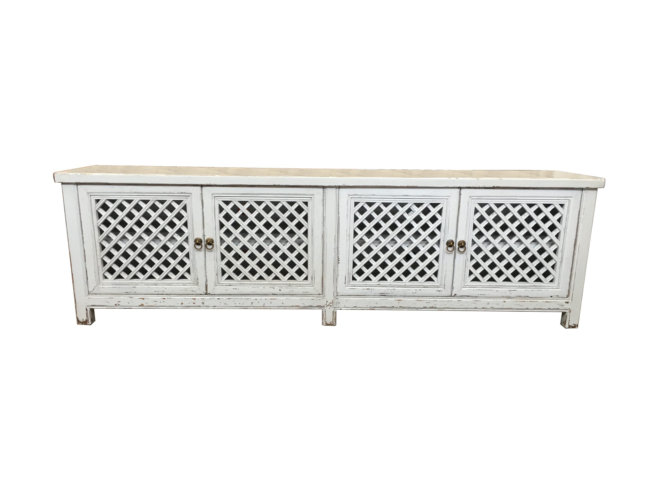 MF Raffles Recycled Timber Lattice 4 Door TV Unit