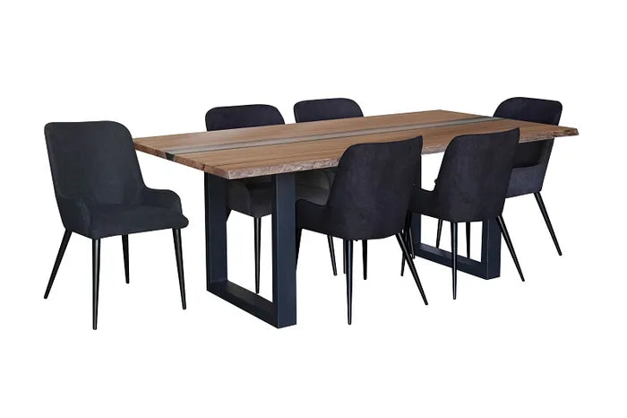 MD Nancy Solid Timber Metal Leg Dining Table