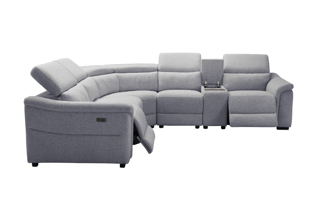 VI Robbie Fab Cnr Mod with 2 End Power Recliner - Grey