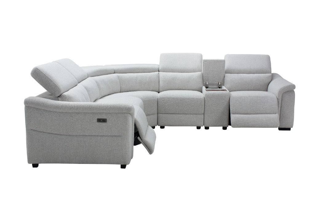 VI Robbie Fab Cnr Mod with 2 End Power Recliner - Grey