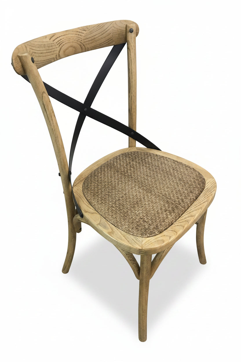 MF Carver Solid Timber Rattan Seat Crossback Counter Stool