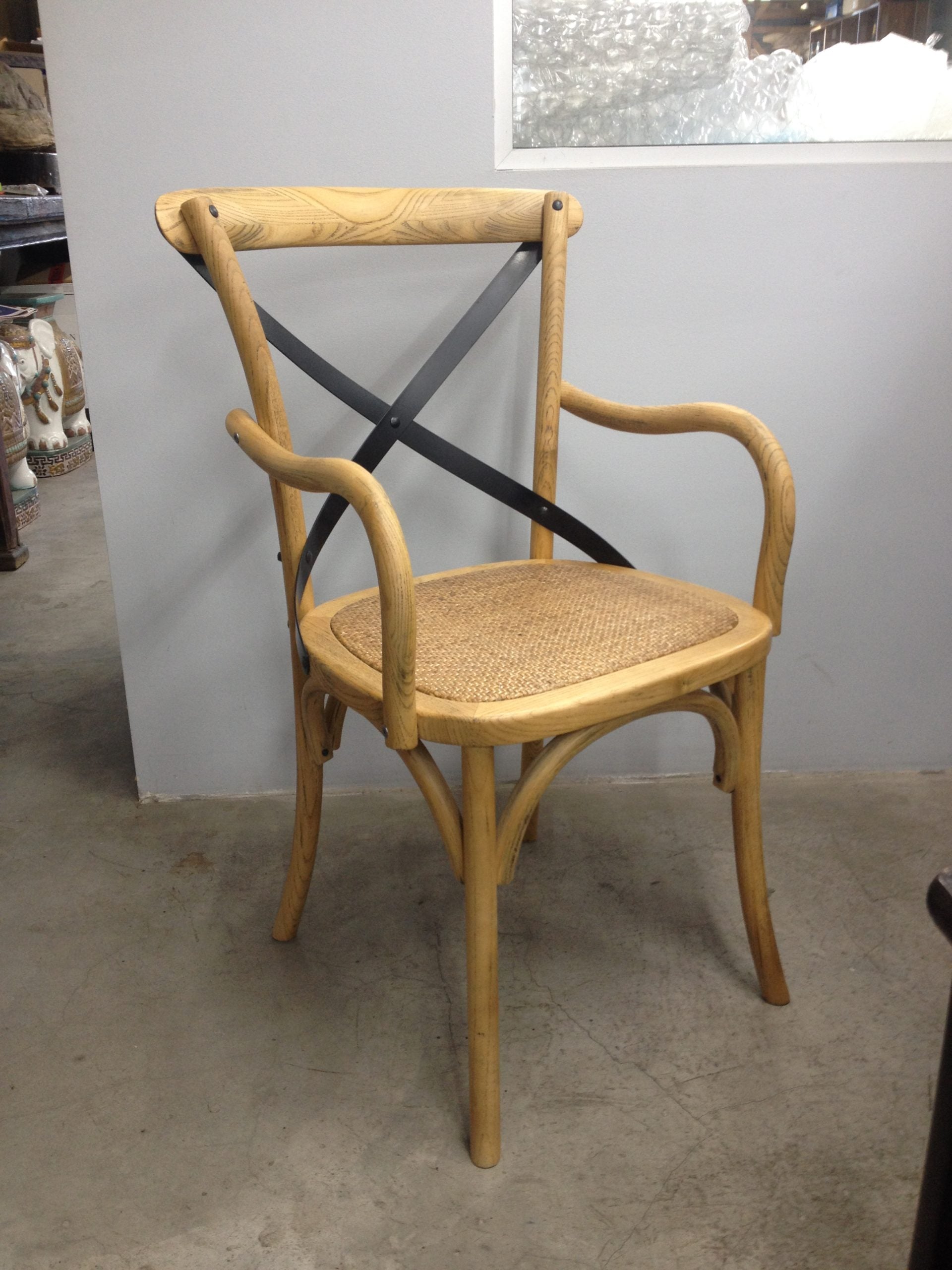 MF Carver Solid Timber Rattan Seat Dining Chair with Armrest