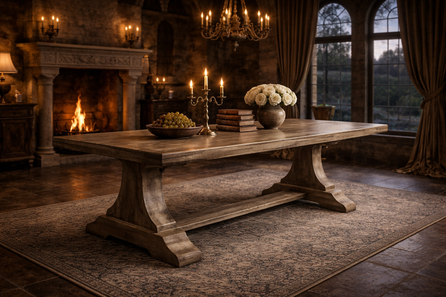 MF Chapel Recycled Oregon Timber Antique Look Dining Table