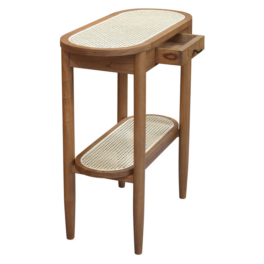 CR Kelly Solid Timber Rattan 1 Drawer Hall Table