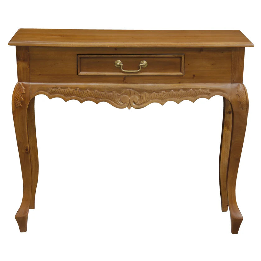 CT Jepara Solid Timber 1 Drawer Carved Sofa Table