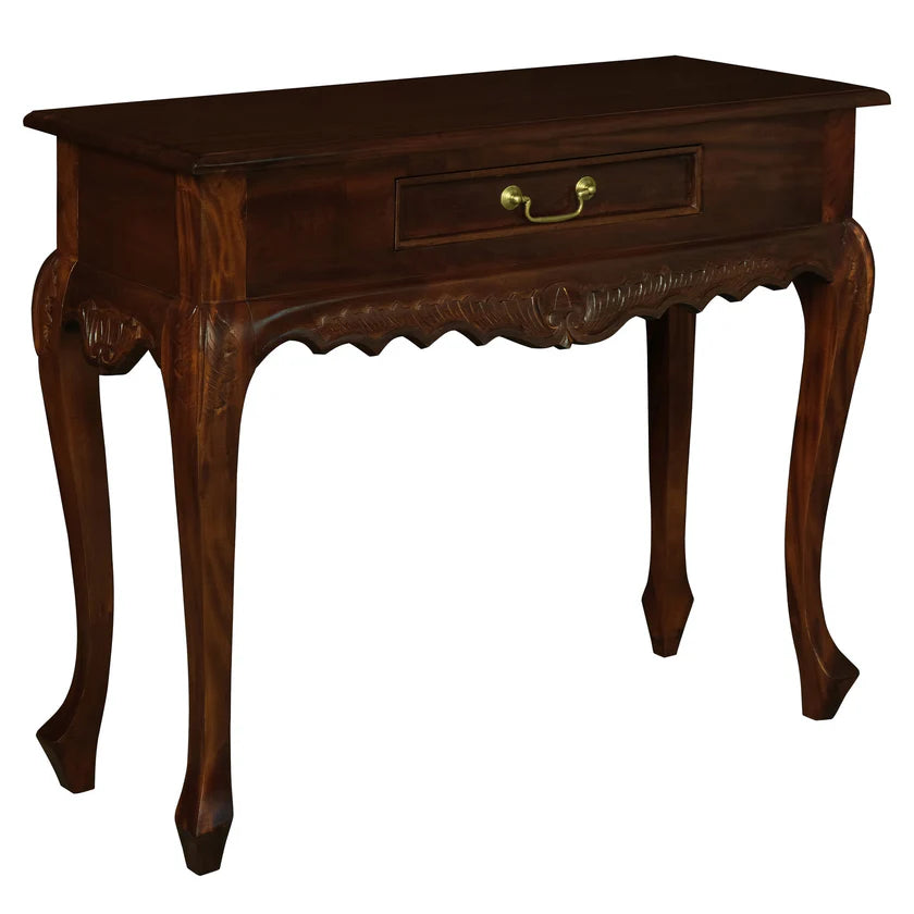 CT Jepara Solid Timber 1 Drawer Carved Sofa Table