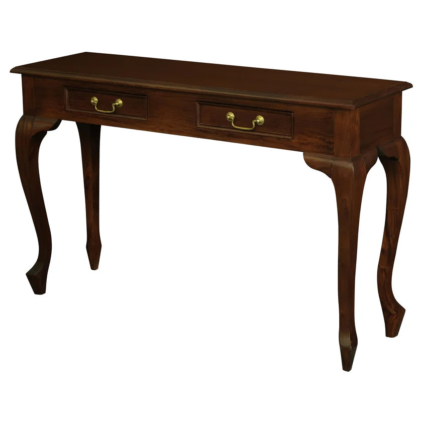 CT Queen Anne Solid Timber 2 Drawer Sofa Table