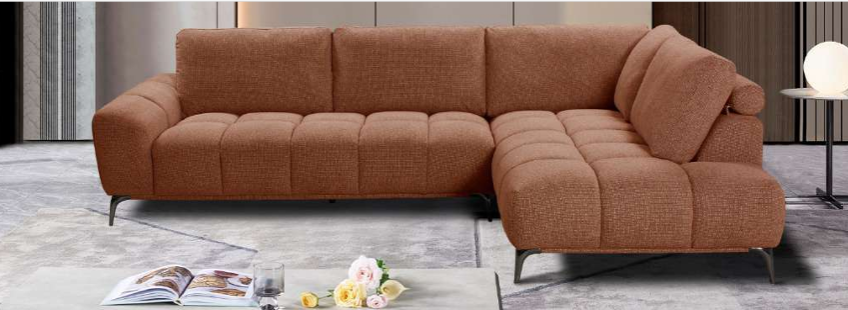VI Odette Fabric Upholstered 3 Seater Sofa with Chaise