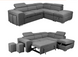 VI Ivanhoe 2 Seater Sofabed 2 x Ottomans with RHF Chaise - Storm