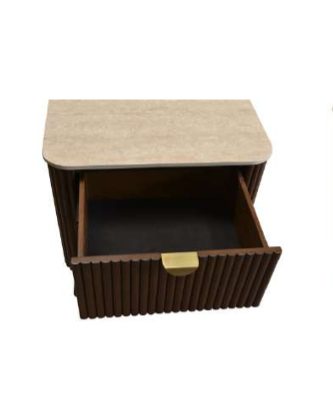 VI Cotswold Solid Timber Stone Top 2 Drawer Bedside Table