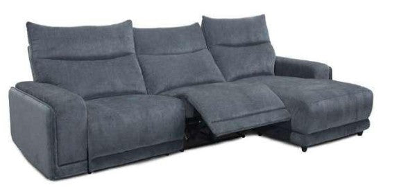 VI Sterling Fabric Upholstered 2 Seater + RHF Chaise - Slate & Onyx