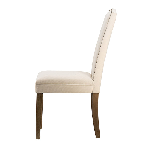 DA Studded Beige Fabric Upholstered Dining Chair Set of