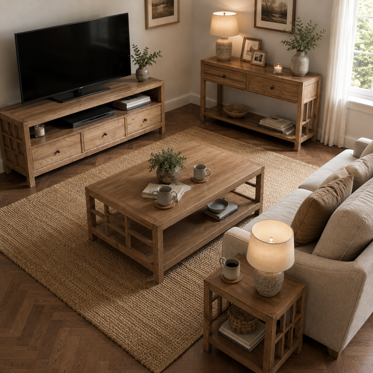 CR Evan Solid Timber Coffee Table with Shelf