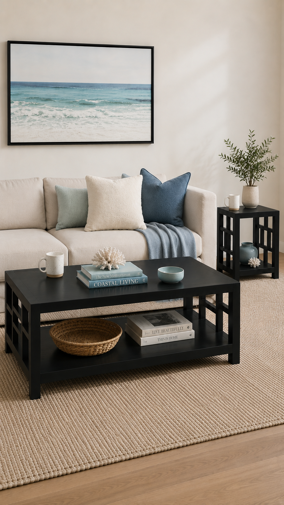 CR Evan Solid Timber Coffee Table with Shelf
