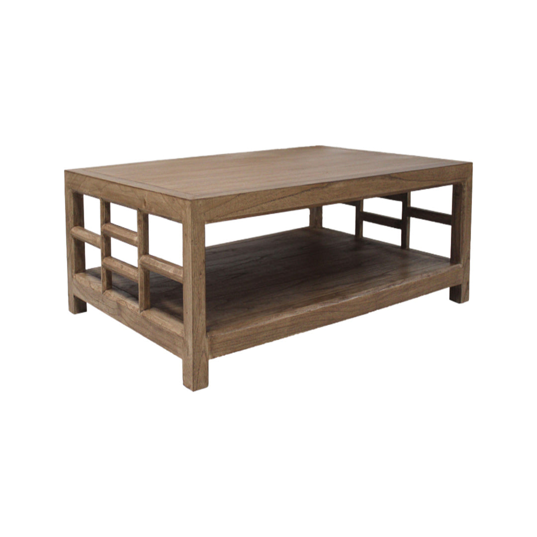 CR Evan Solid Timber Coffee Table with Shelf