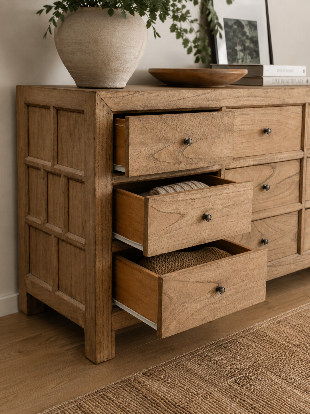 CR Evan Solid Timber 9 Drawer Chest