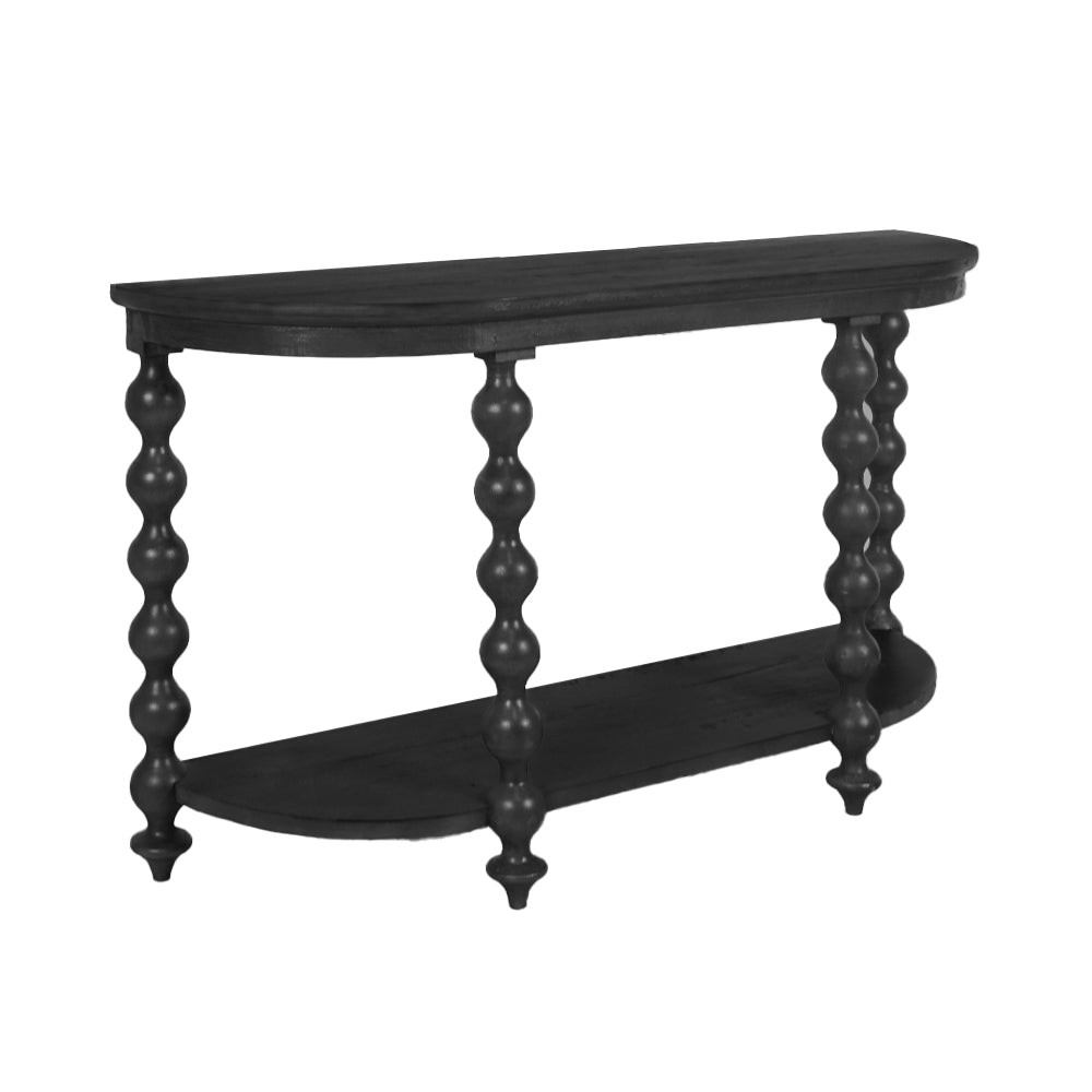 CR Carob Turned Leg Solid Timber Console Table with Shelf