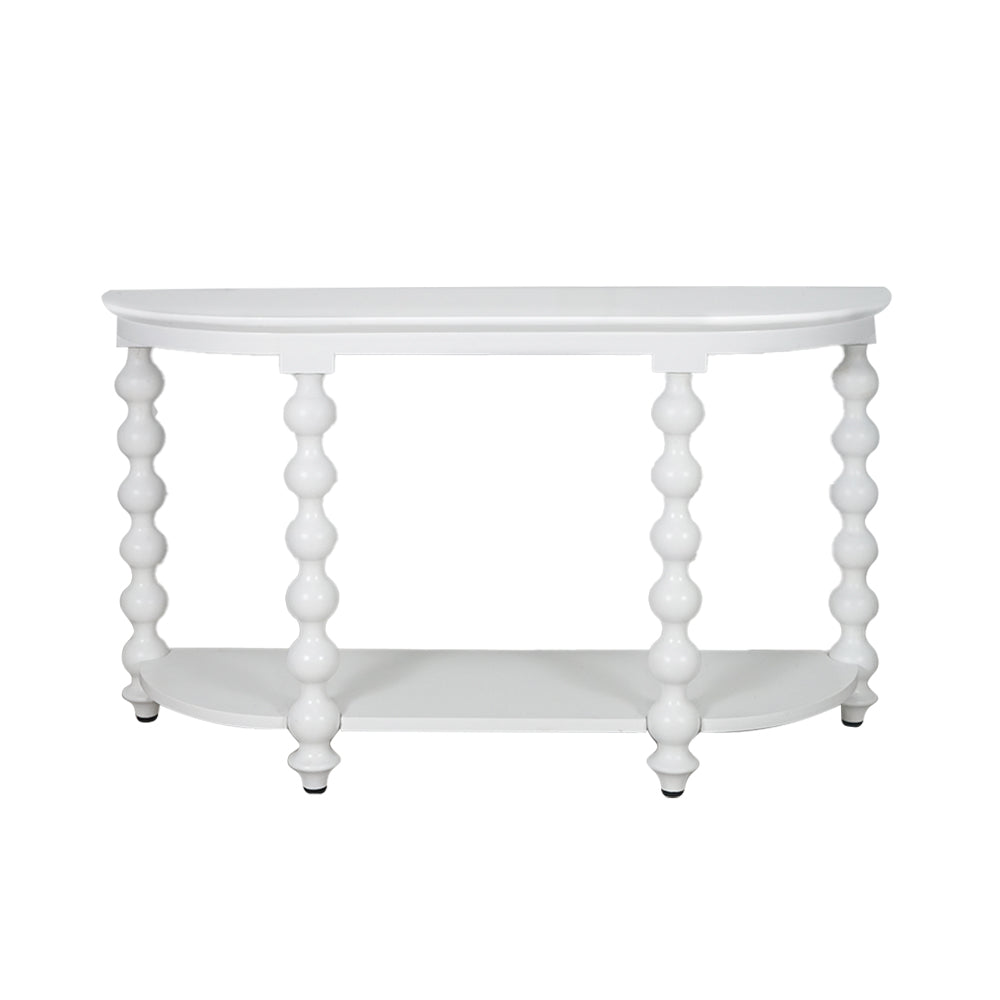 CR Carob Turned Leg Solid Timber Console Table with Shelf