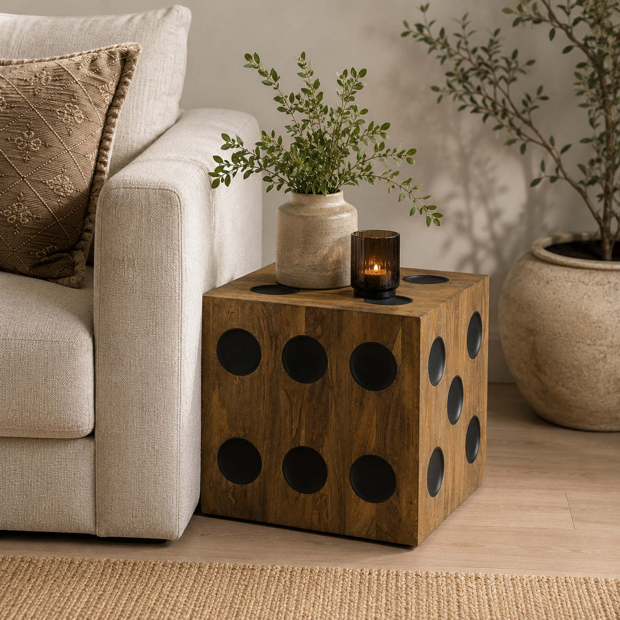 CR Dice Solid Timber Side Table or Stool