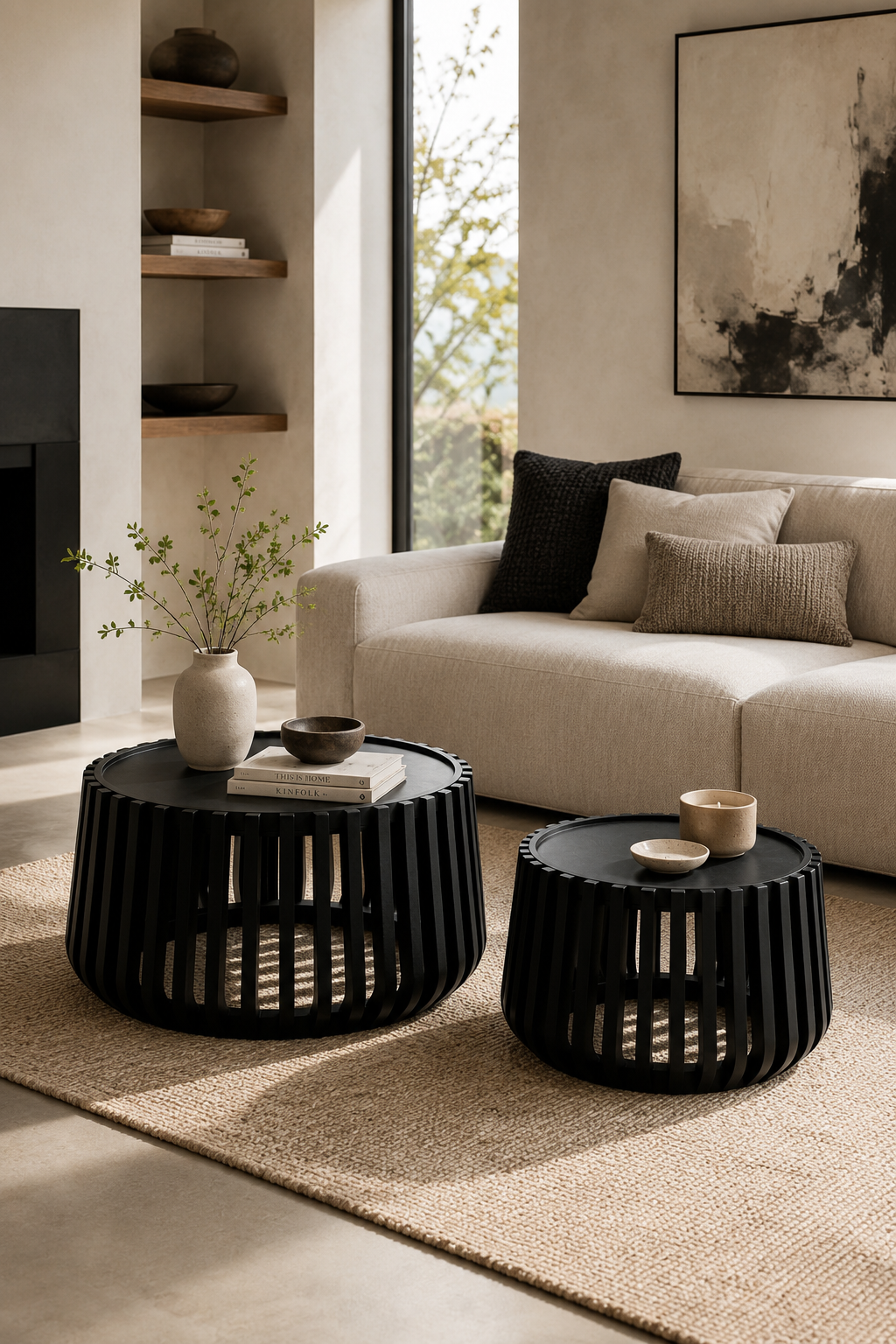 CR Rails Solid Timber Round 2 Piece Coffee Table Set