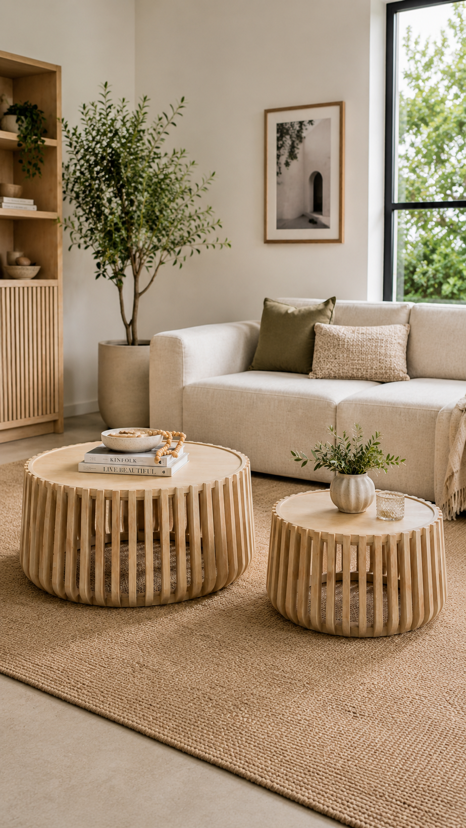 CR Rails Solid Timber Round 2 Piece Coffee Table Set
