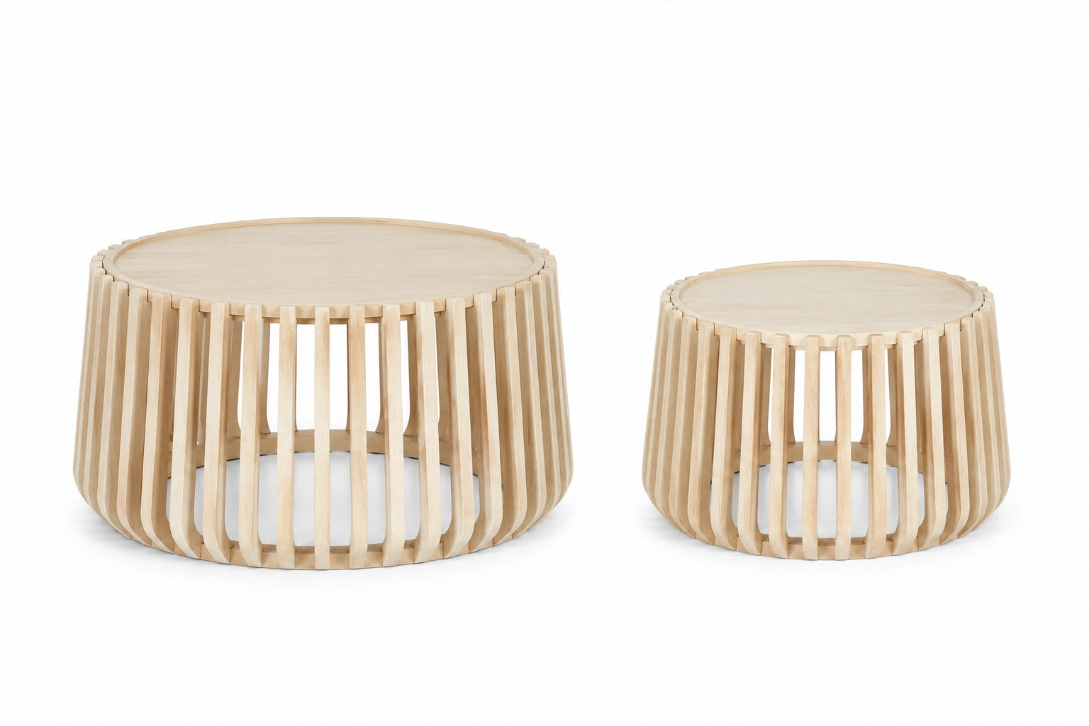 CR Rails Solid Timber Round 2 Piece Coffee Table Set