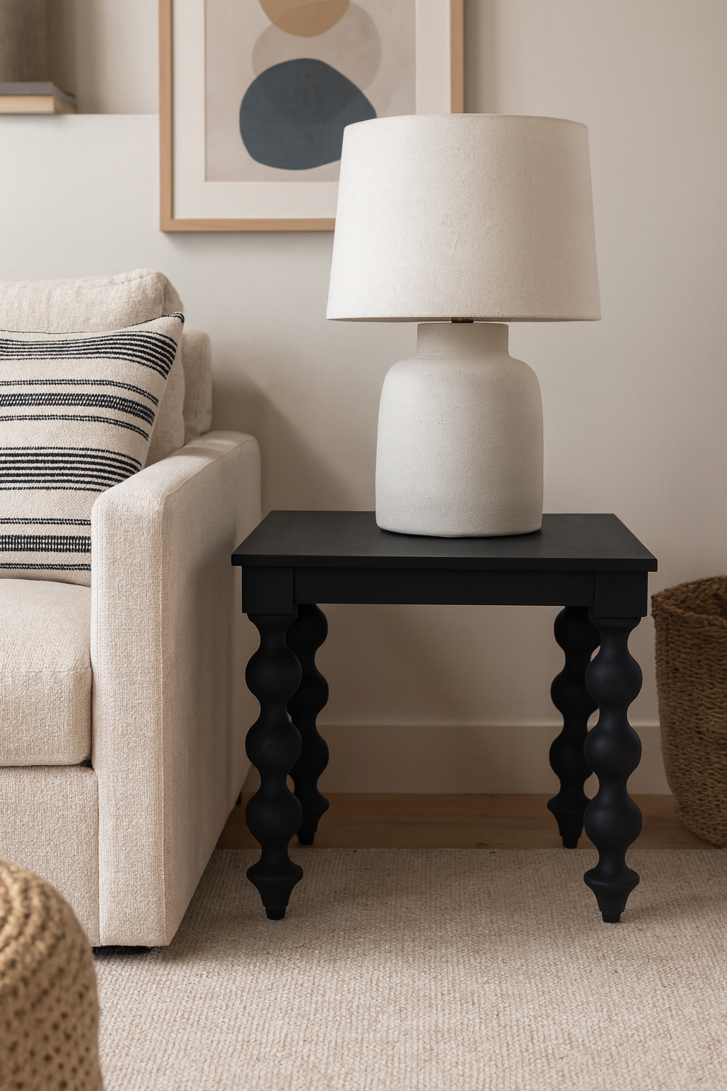 CR Carob Solid Timber Turned Leg Side Table