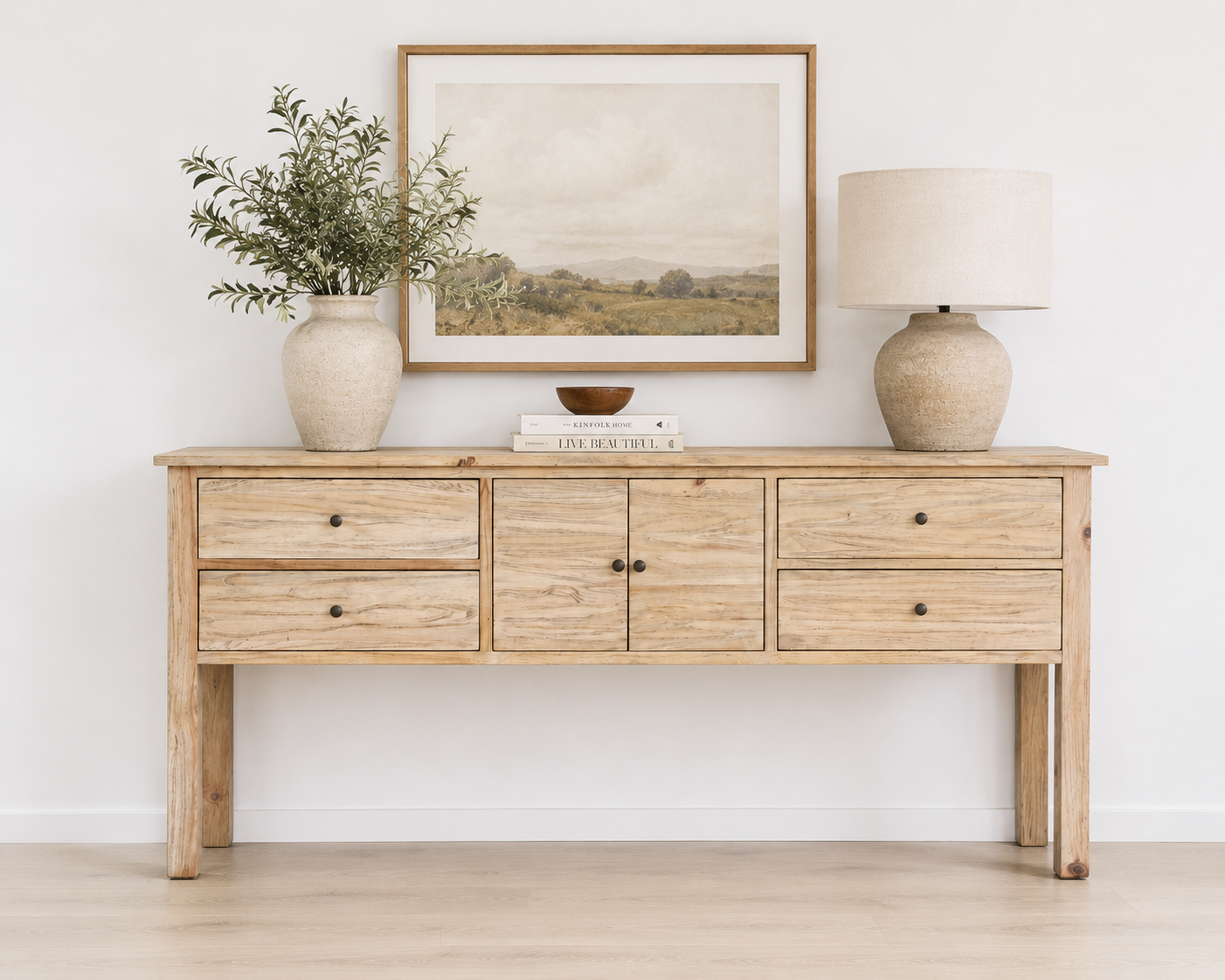 CR Sonoma Solid Timber 4 Drawer 2 Door Buffet