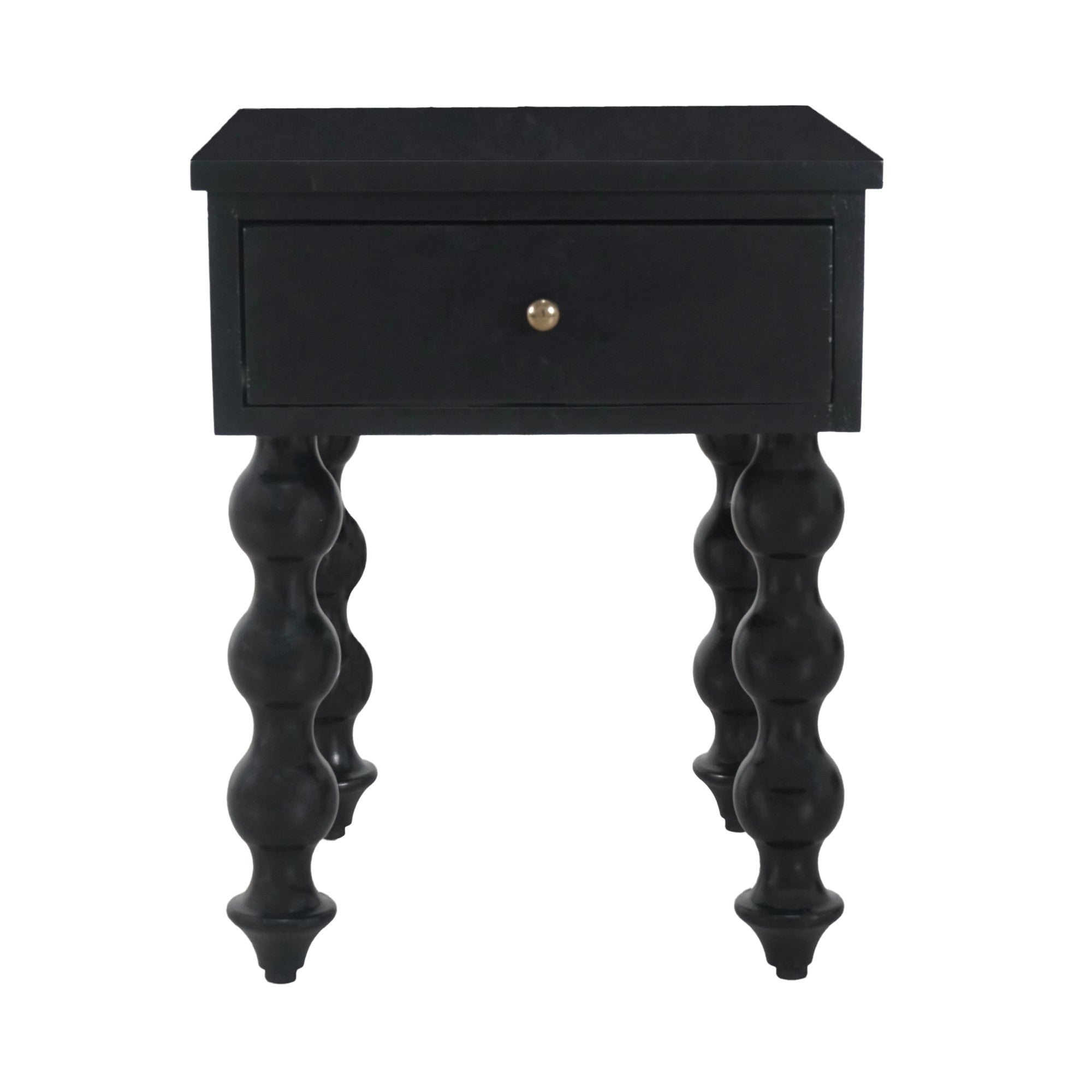 CR Carob Solid Timber Turned Leg 1 Drawer Bedside Table