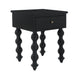 CR Carob Solid Timber Turned Leg 1 Drawer Bedside Table