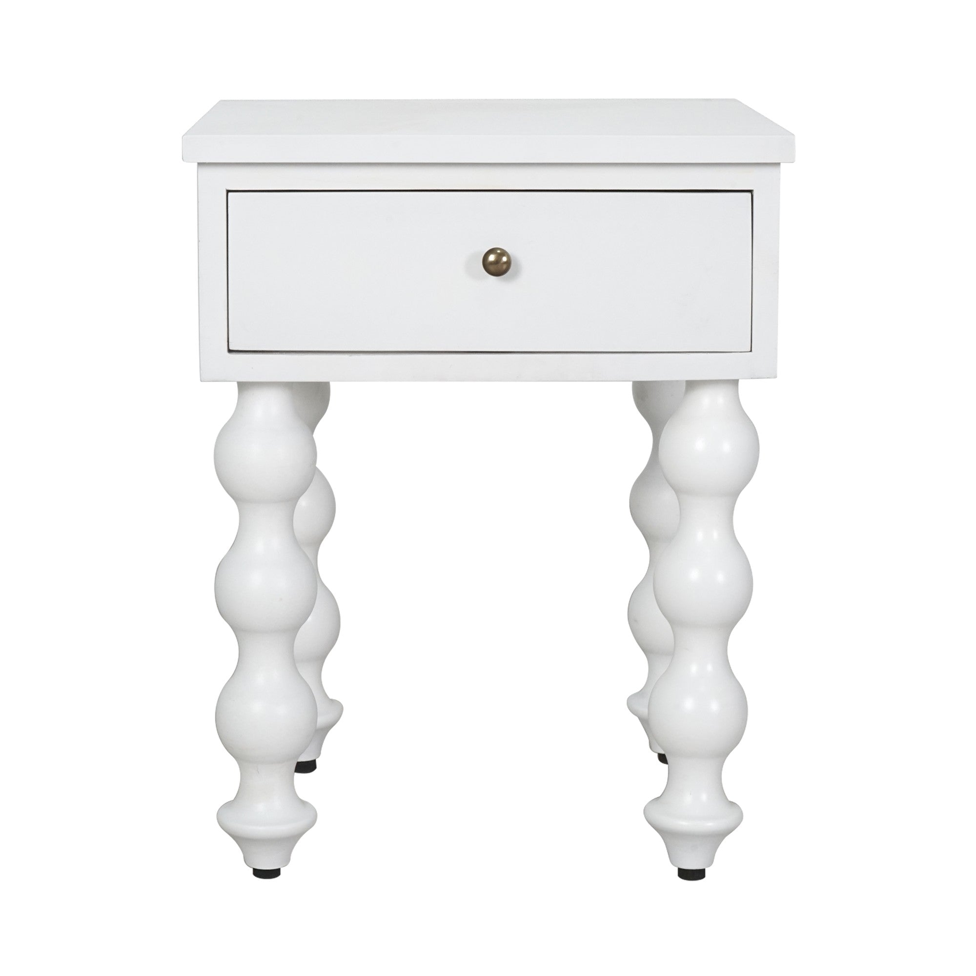 CR Carob Solid Timber Turned Leg 1 Drawer Bedside Table
