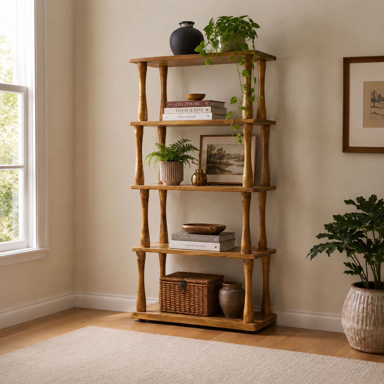CR Carlos Solid Timber 4 Shelf Bookcase